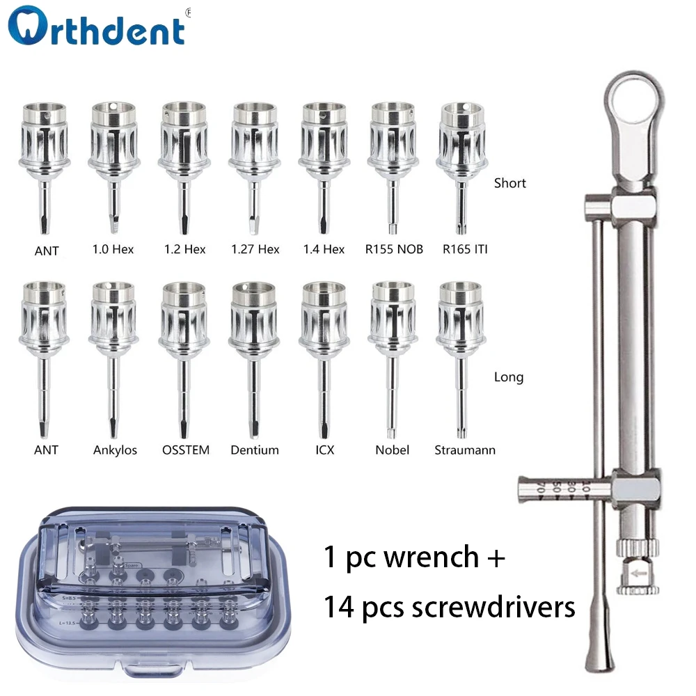 1 комплект инструментов для восстановления зубных имплантатов, Универсальные отвертки с крутящим моментом, гаечный ключ с отверткой 14 шт., товары для ремонта стоматологии - 0