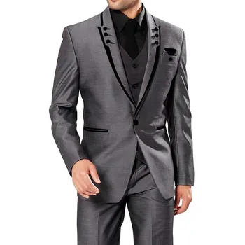 Высококачественные мужские костюмы Slim Fit, модный блейзер с отворотом на одной пуговице из 3 предметов, Формальный Деловой Повседневный Свадебный Смокинг, мужской костюм