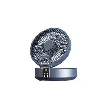 Беспроводной вентилятор охлаждения циркулирующего воздуха со светодиодной подсветкой, складной Электрический Настенный вентилятор, настольный вентилятор синего цвета