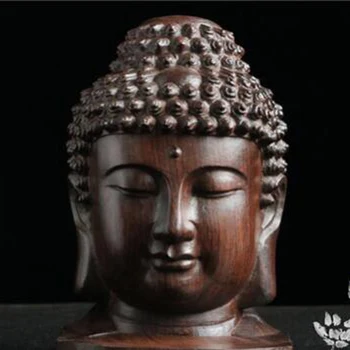 Статуя Будды Дерево Деревянная статуэтка Красное дерево Индия Статуя головы Будды Ремесла Декоративный орнамент