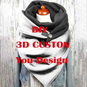 Сделай САМ индивидуальный дизайн с 3D принтом, осенне-зимний повседневный шарф и шаль для женщин, прямая доставка